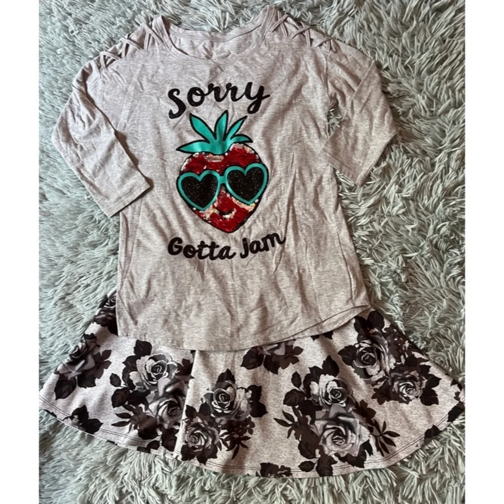 5 Piece Sequins Floral Set